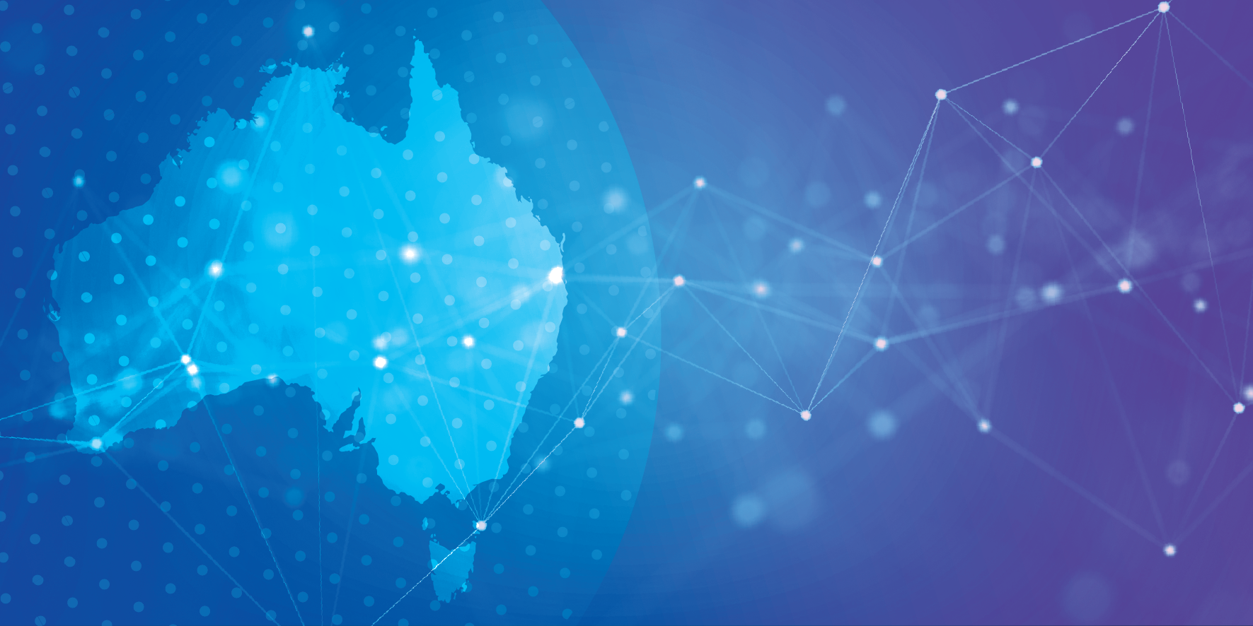 Feature image of Australia with glowing connections